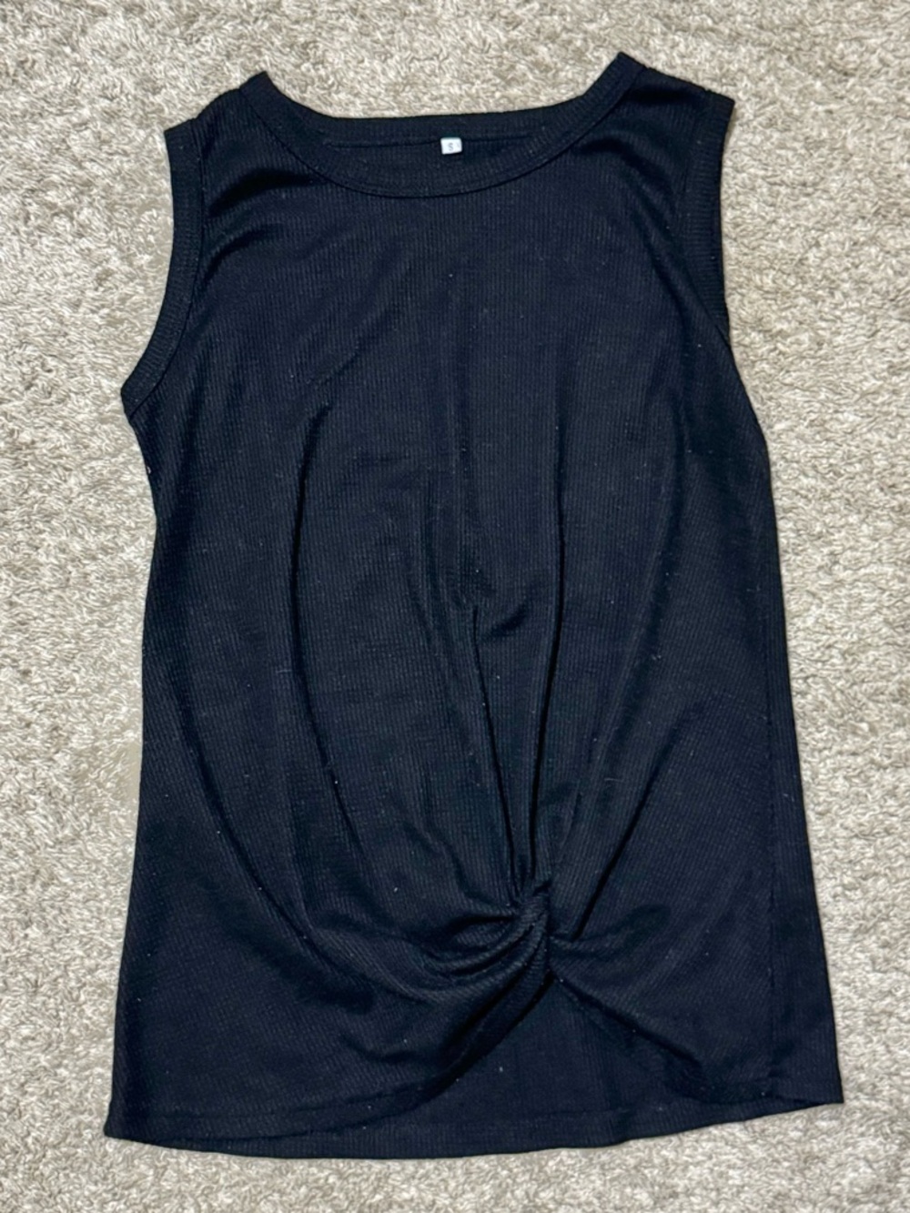 SAMPEEL Black Waffle Knit Tank Top Women’s Small Twist Front Sleeveless